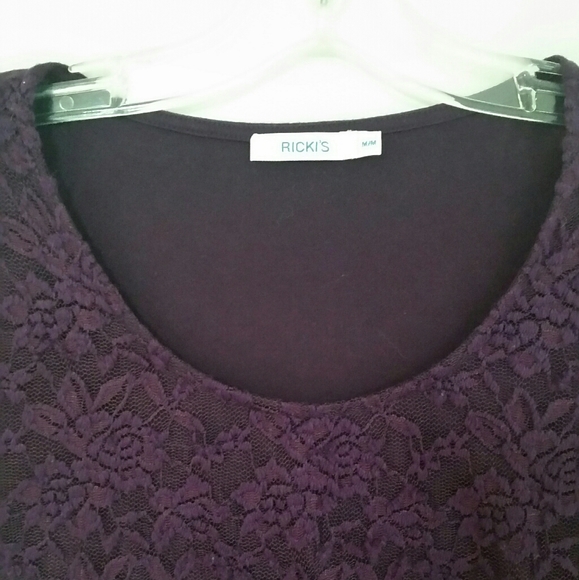 Ricki's Lace Purple T-Shirt Blouse Style M - Picture 7 of 8